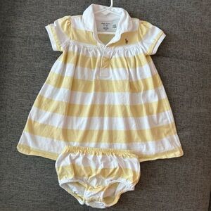 Toddler 18 Months Ralph Lauren Striped Jersey Rugby Dress & Bloomer